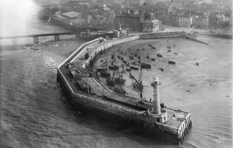 Historic England Archive / Aerofilms Collection An aerial view of the harbour pier, Margate, Kent, taken in February 1920