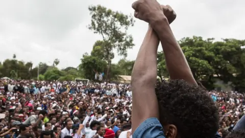 Getty Images Protest against the Ethiopian government in Bishoftu on October 1, 2017