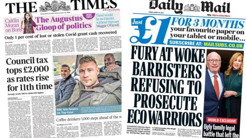 The Times and Daily Mail front pages