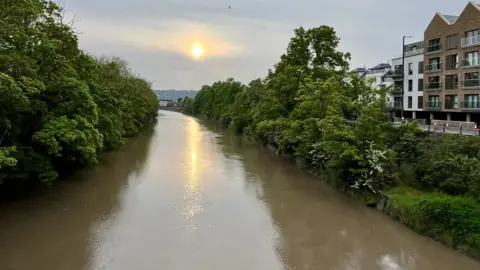 BBC The River Avon at high tide seen from Gaol Ferry Bridge between Southville and the harbourside