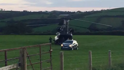 BBC Chinook in field