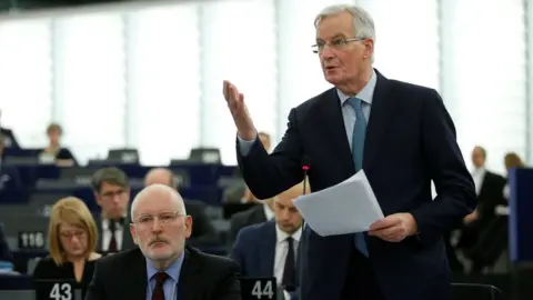 Reuters Chief Brexit negotiator Michel Barnier addresses the European Parliament
