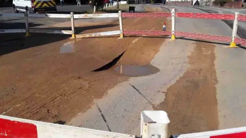 NAtional highways Hole in road at Rillington