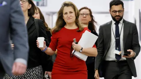 Reuters Canada's Deputy Prime Minister and Minister of Finance Chrystia Freeland arrives to the Public Order Emergency Commission in Ottawa on 24 November