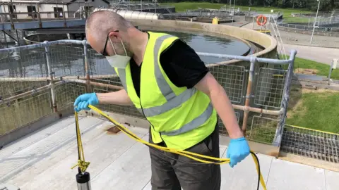 Bangor University / Welsh Government  Man at sewage plant