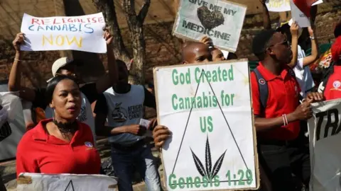EPA Supporters of the legislation of marijuana celebrate after the Constitutional Court ruled that the personal use and growing of marijuana in South Africa is legal, Johannesburg, South Africa, 18 September 2018