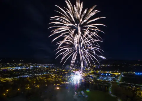 Andy Innes Aerial fireworks over Elgin.