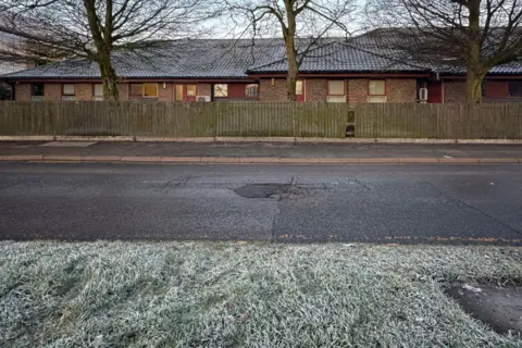 Pothole on a frosty February morning
