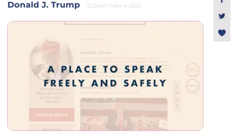 Donald Trump A video with text saying 'A place to speak freely and safely'