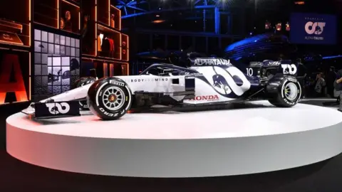 Italian Formula One racing team Alpha Tauri unveil their new car at Hangar 7 in Salzburg, Austria