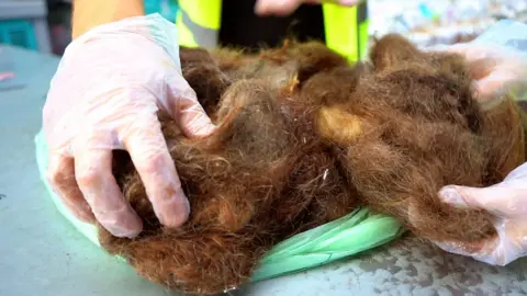 Human hair being recycled