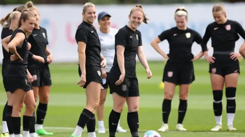 Getty Images The women's England team during a training session on Saturday