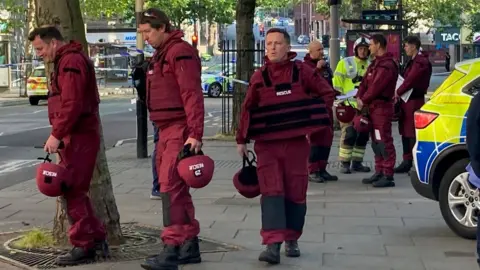 Fire crews at the scene of police incident in Nottingham