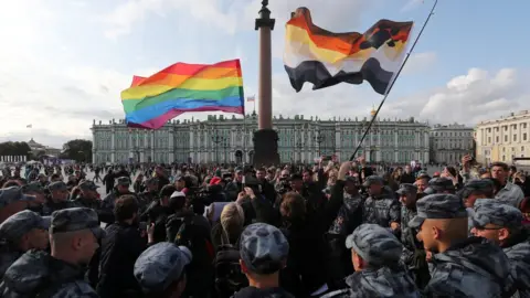 Reuters A pro-LGBT protest in St Petersburg