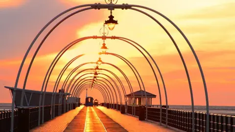 Sefton Council Southport pier at sunset