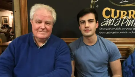 Tim Roberts Mr Roberts and his dad Ken in a pub