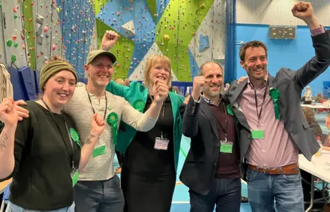 Guy Campbell/BBC Greens celebrating taking seats in East Suffolk