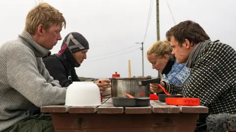 Sigurd Gautun/Natur og Ungdom Nature and Youth members Audun Karlstad, Thor Due, Susanne Storaker and August Toven Gautun on an expedition to Bear Island, Norway in 2018