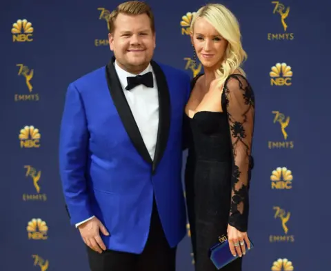 Getty Images James Corden pictured with wife Julia Carey