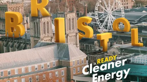 Shell Shell advert reading 'Bristol is ready for cleaner energy'