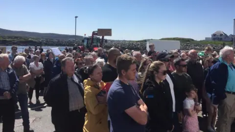 Protestors in South Uist