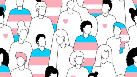 Red Diamond Transgender flag people illustration