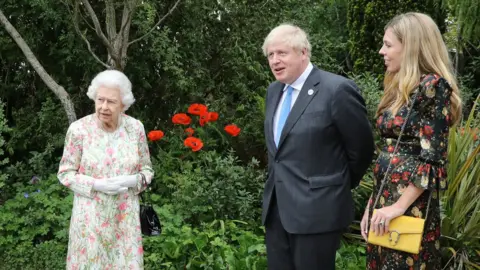 PA Media The Queen and Boris Johnson at the Eden Project