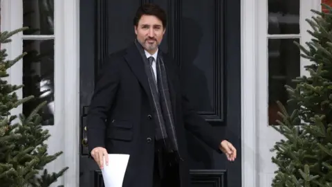 AFP Canadian Prime Minister Justin Trudeau speaks during a news conference on COVID-19 situation in Canada from his residence March 19, 2020 in Ottawa, Canada