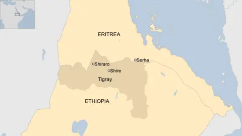 BBC Map showing Eritrea and Ethiopia