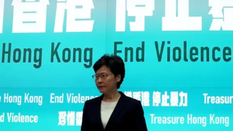 Reuters Carrie Lam announces the ban on face masks on Friday 4 October 2019