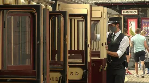 BBC Carriages on the Ffestiniog railway