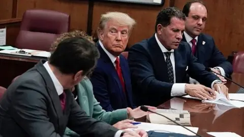 Getty Images Trump appears inside the courtroom