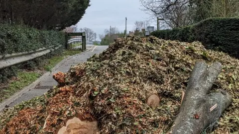 Basildon Borough Council Fly-tipped waste dumped outside Pitsea Cemetery