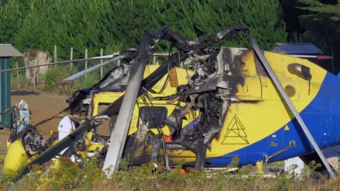 EPA A helicopter was vandalised in protest of Pope Francis's visit in southern Chile, 17 January 2018