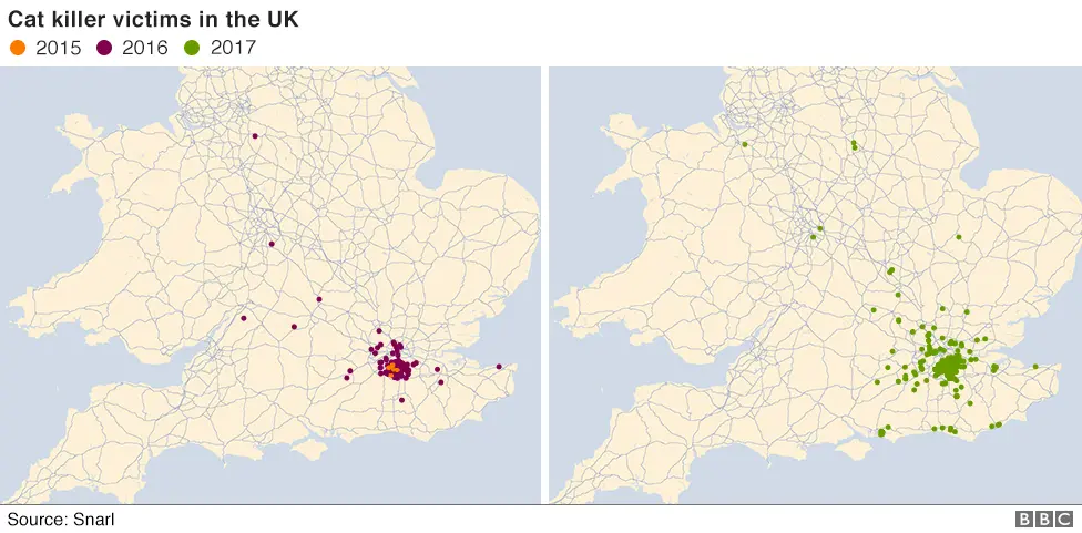 BBC map of cat killings across UK