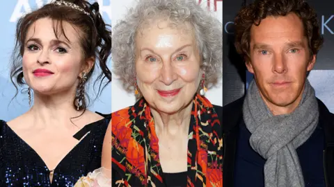 Getty Images Helena Bonham Carter, Margaret Atwood and Benedict Cumberbatch