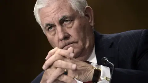 AFP US Secretary of State Rex Tillerson looks on during at a full committee hearing on the Authorizations for the Use of Military Force from an Administration Perspective on Capitol Hill in Washington, DC on October 30, 2017.