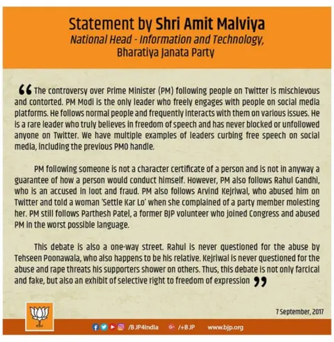 Twitter BJP IT cell statement
