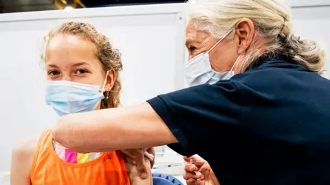 Getty Images Child being vaccinated in the Netherlands