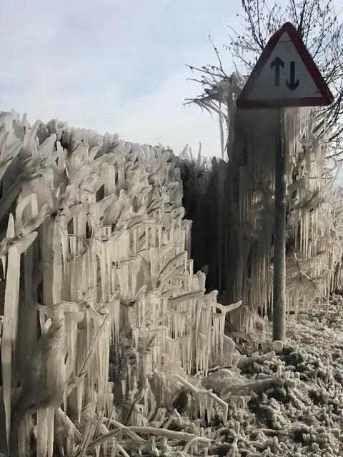 Alison Best Ice formations near Llong on the way to Mold on a roadside