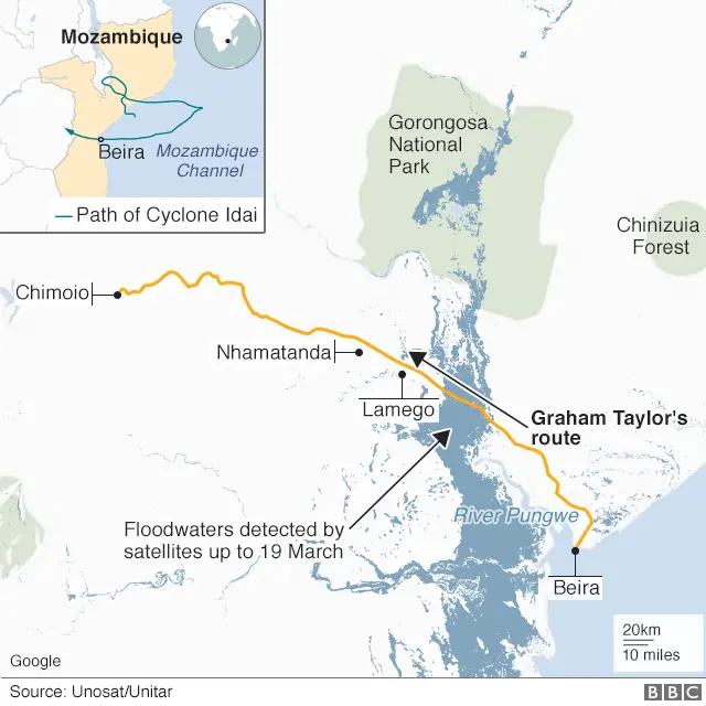 Map of Graham Taylor's route