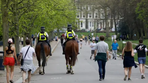 Getty Images Mounted police in Victoria Park April 11