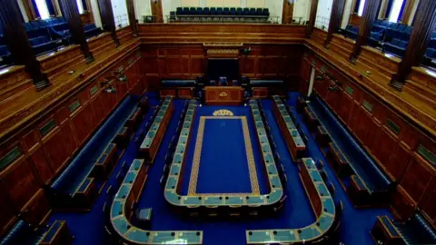 The assembly chamber at Stormont's parliament Buildings