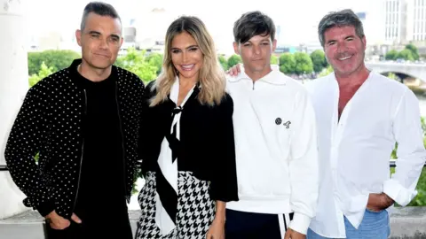 PA Robbie Williams, Ayda Field, Louis Tomlinson and Simon Cowell