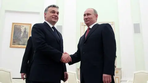 Getty Images Russian President Vladimir Putin (R) receives Hungarian Prime Minister Viktor Orban (L) in the Kremlin on 31 January 2013