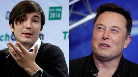 Reuters Robinhood co-founder Vladimir Tenev (L) and Tesla boss Elon Musk