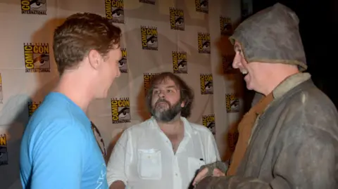 Getty Images Colbert with Peter Jackson and Benedict Cumberbatch
