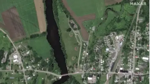 Maxar Technologies The Winooski River in Vermont before floods