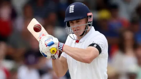England batter Harry Brook plays a ramp shot