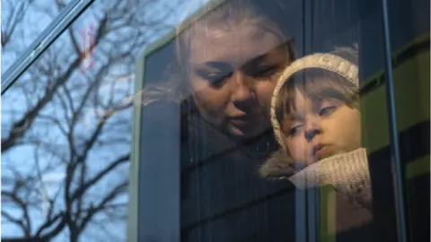 Getty Images refugees arriving in Lviv